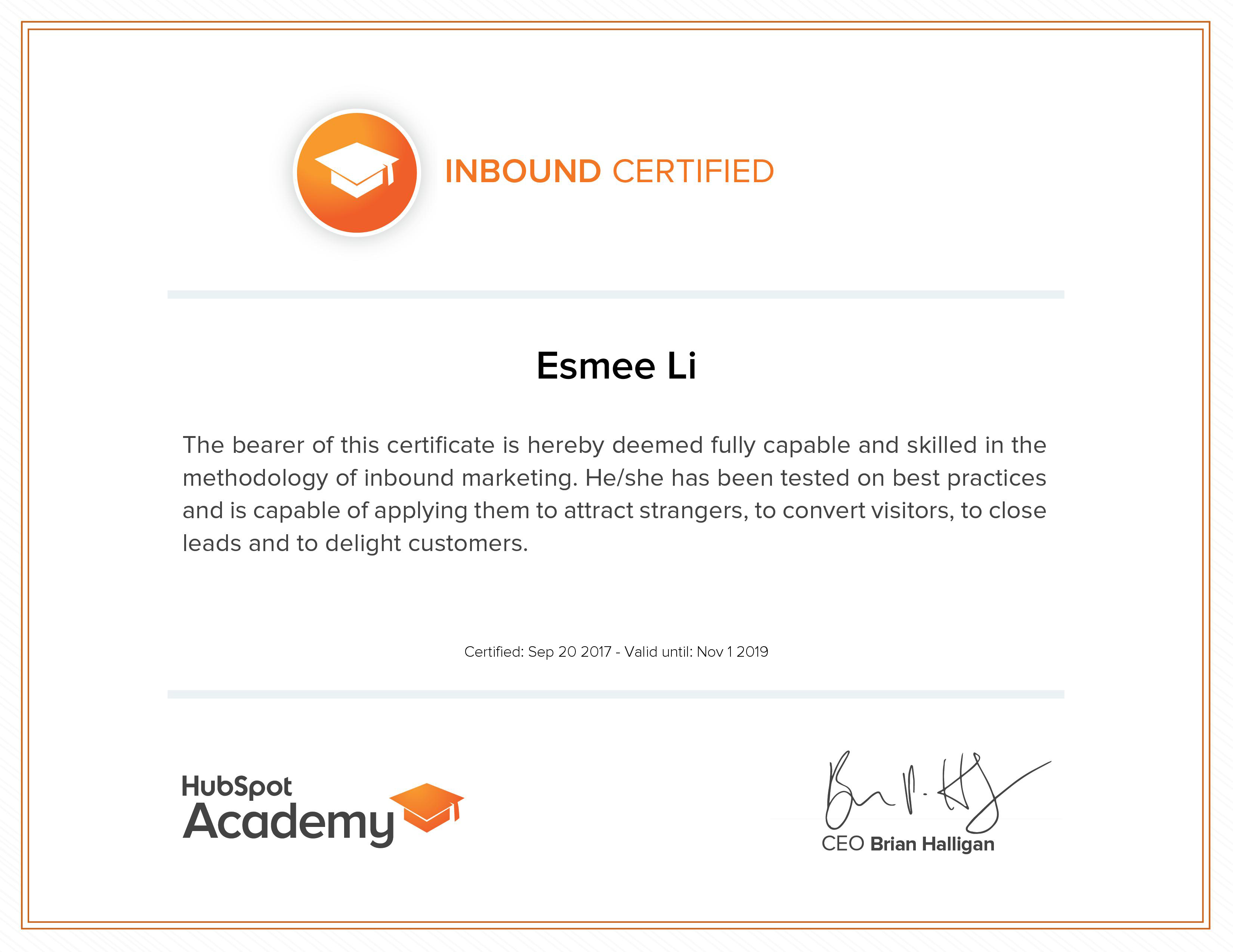 Inbound marketing certificaat